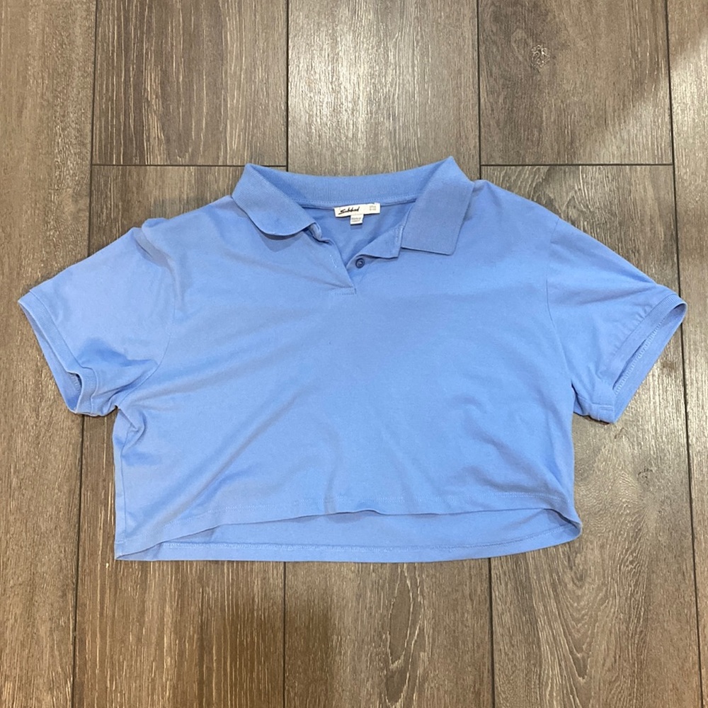 Blue Cropped Collar Shirt